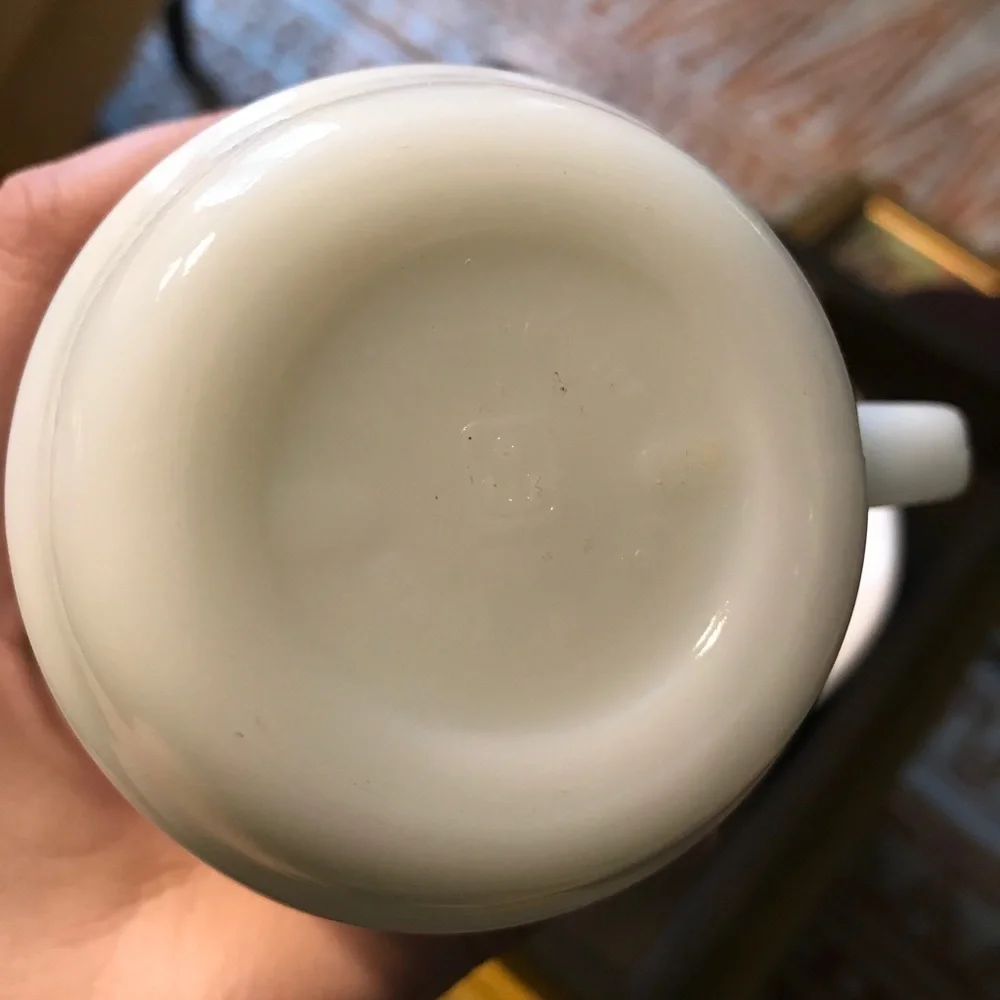 Vintage Anchor Hocking Milkglass Mug Grandad red white black